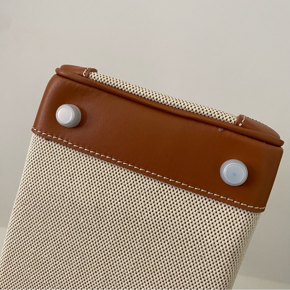 Canvas Leather Toile 30 Structured Bag w/ Lock Key Doctor's Satchel Crossbody C4 - Picture 10 of 15